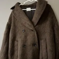 ブラウン ダブルブレスト ロングコート
