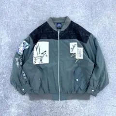 ScoLar MA-1 ブルゾン フライトジャケット レースパッチワーク Y2K