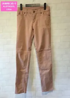 《未使用に近い》ALEFDESOL ピンクスキニーなめらかデニムパンツコットン混