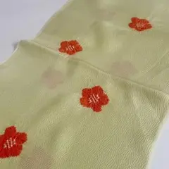 衿秀　正絹　帯揚げ 輪出し　縮緬　絞り　苗色　橙色　日本製