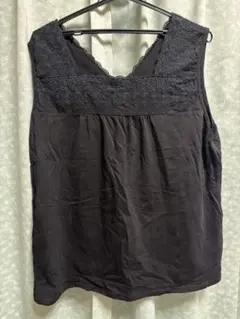 オオラカ　黒 レース付き タンクトップ 21号