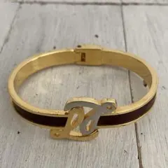 美品 エルメス HERMES ケリー クロコ カデナ スカーフリング ゴールド