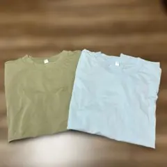 UNIQLO Tシャツ2枚セット　カーキL/ライトブルーXL