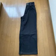 送料込「ジーユー　GU ライトデニムタックワイドパンツ ブラック」