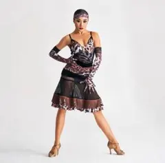 DUYQヒョウ柄社交ダンスウェア　上下セット