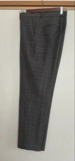 美品 ユニクロ グレー チェック スマートアンクルパンツ 秋冬 オフィス 通勤