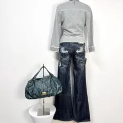 y2k❤️ 00s RED PEPPER 天使の羽根 ロゴ刺繍 ローライズ デニム