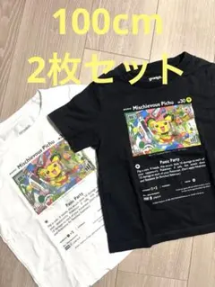 graniphポケモンピチューTシャツ100cm 黒白2枚セット双子お揃いコーデのサムネイル