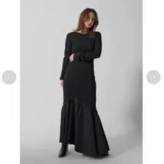 アシメ切替リブニットコンビワンピース ブラック FRAY I.D