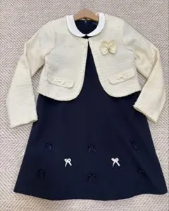 マザウェイズ ワンピース ボレロ 130 入学式 発表会 リボン ツイード