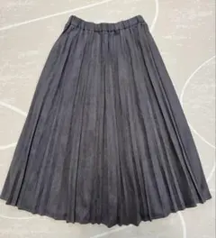 グレー スエード風 ロングプリーツスカート