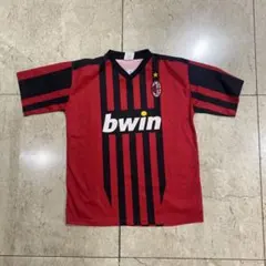 sh1819 AC Milan 赤黒 ストライプ シャツ