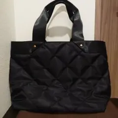 VITAFELICEヴィータフェリーチェ黒ナイロンキルティングトートバッグ