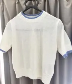 配色ライン 半袖ニット