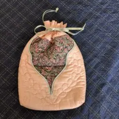 キルティング ピンク 巾着袋 花柄