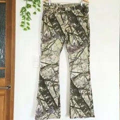 SHEIN リアルツリーカモ パンツ フレア L カーキ コットン アメカジのサムネイル