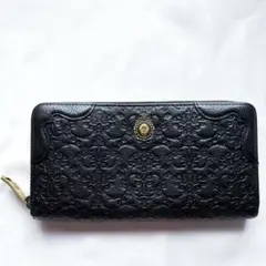 美品✨アナスイ 長財布 薔薇 ローズ ラウンドファスナー レザー ダーク 