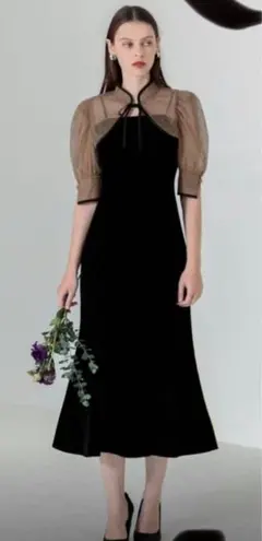 ブラック シースルーパーティードレス Sサイズ