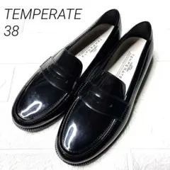 TEMPERATE サイズ38 24㎝　ブラックレインローファー　1度使用美品のサムネイル