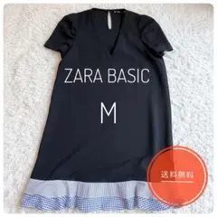 ZARA BASIC ザラ 裾フリル チュニック ミニワンピース 黒 M