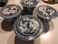 青と白の染付 湯飲み 4個セット