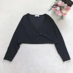 セシムテ 長袖ショートカーディガン レディース トップス クロップド丈 シンプル