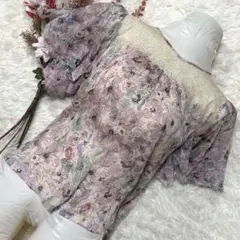 JILL STUART シルク100 花柄 半袖ブラウス 華やか【S】シフォンのサムネイル