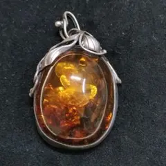 2AH45　本琥珀　ペンダントトップ　925銀