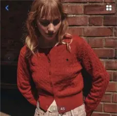 VIS POLO BCS 赤 ケーブルニット カーディガン