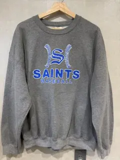 【古着】XLサイズ　GILDAN SAINTSスウェット グレー