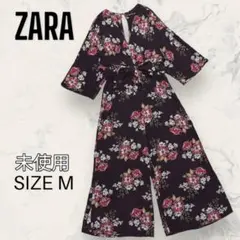 【ほぼ未使用】 ZARA フラワー プリント ドルマン スリーブ オールインワン