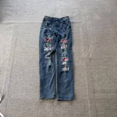 ダメージ加工 ブルーデニムレオパード