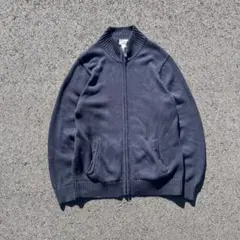 90s L.L.Bean ドライバーズニット コットン フルジップ セーター 紺