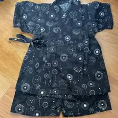 甚平 花火模様 黒 80cm