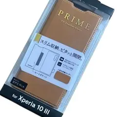 Xperia 10 III 薄型PUレザーフラップケース PRIME キャメル