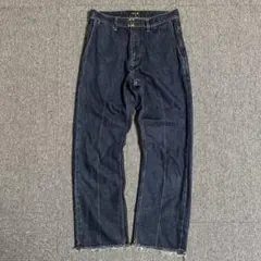 【Drawer】ドゥロワー センタープレス デニム パンツ 40 裾フリンジのサムネイル