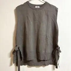 エニィファム　any FAM サイドリボンニットベスト　重ね着◎ 春　ブラウン