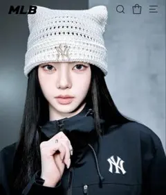 MLB 韓国限定 韓国 人気 aespa エスパ カリナ 猫耳 ニット帽 黒 - メルカリ