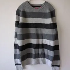 IZOD リブ編みストライプセーター L