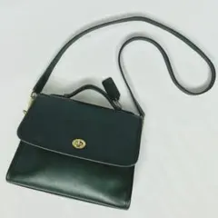希少色 COACH オールドコーチ ショルダーバッグ 2Way ターンロック 緑