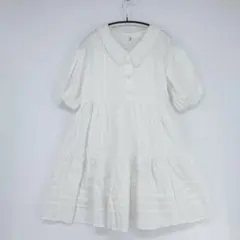 Yan Le ホワイト ティアードワンピース インナーキャミ付き Sサイズ