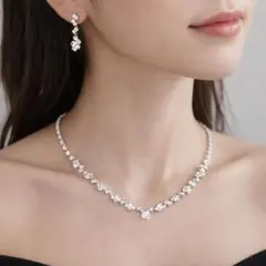 ネックレス ピアス 2点セット ブライダル ウェディング パーティー 結婚式 二