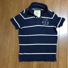 Hollister ネイビー ホワイトストライプ ポロシャツ