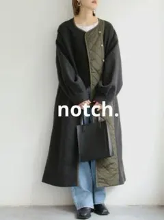 notch. ノッチ アシメ キルティング 配色 ロングコート Ｍのサムネイル