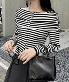 mystic オフショルデザインリブニット