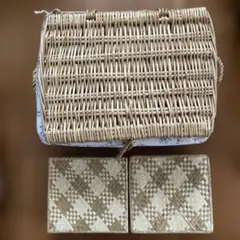 まとめ売り 蓋付きバスケット 収納 ボックス かご ケース 布付　3点