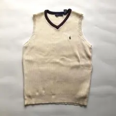 ★ラルフローレン★チルデンニットベスト XL スクール アイボリー 紺 赤