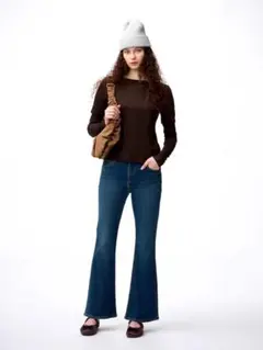 GU スリムフレアジーンズ(丈標準74.0～78.0cm) 68BLUE L