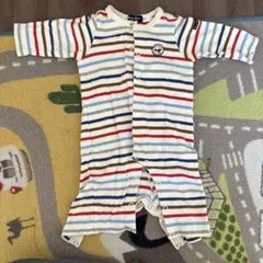 ミキハウス　コットン ストライプ柄ロンパース 70
