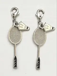 バドミントン ラケット＆シャトル チャーム キーホルダー 2個セット